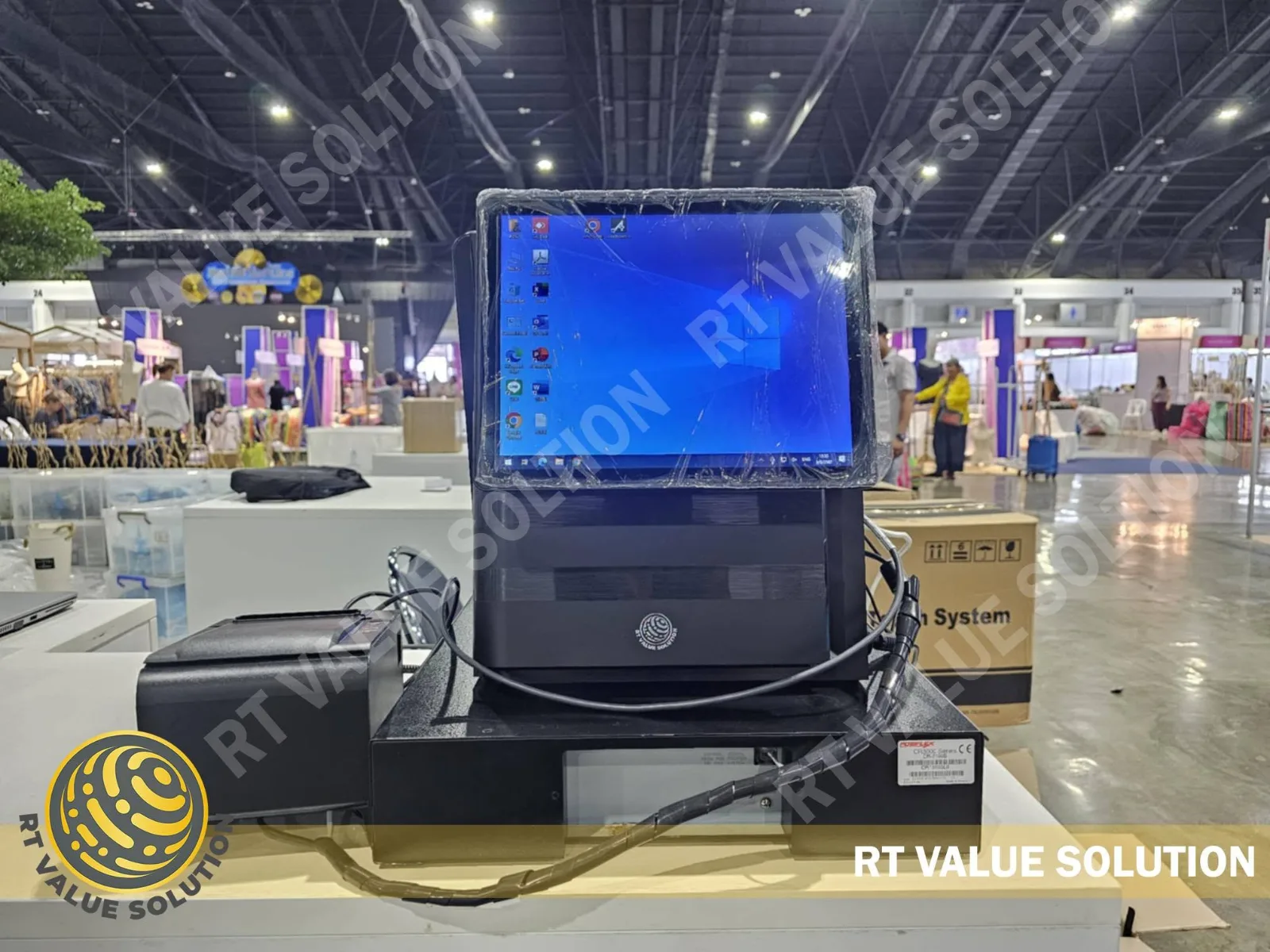 เครื่อง POS จอสัมผัสพร้อมเครื่องพิมพ์ใบเสร็จและลิ้นชัก ตั้งค่าเสร็จพร้อมขาย